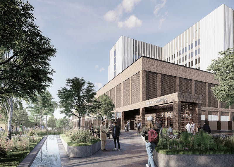 Nye Aker_01 04 Somatikkbygget Akerløperen og Studenttorget fra nord